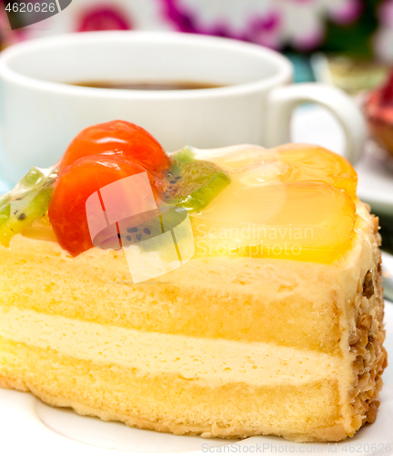 Image of Moist Strawberry Cake Indicates Fresh Cream Gateau And Bakery