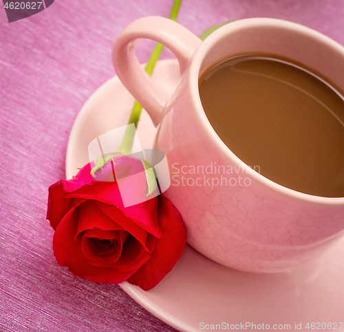 Image of Rose And Coffee Means Delicious Cafeteria And Coffees 