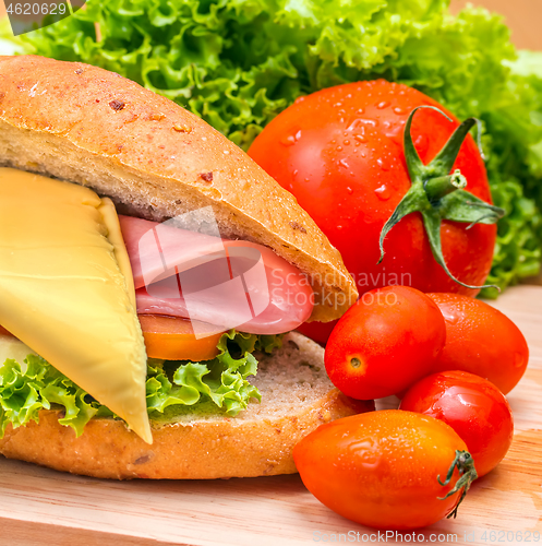 Image of Sandwich Ham Cheese Means Bread Roll And Freshness 
