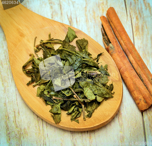 Image of Green Tea Leaves Indicates Spice Refreshed And Refreshment 