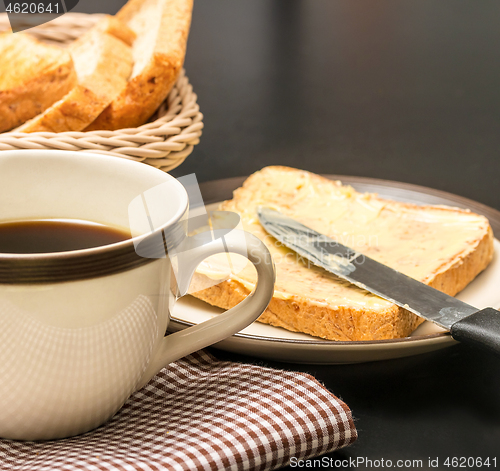 Image of Breakfast Black Coffee Means Morning Meal And Beverages 