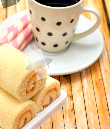 Image of Orange Cakes Coffee Means Swiss Roll And Barista 