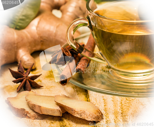 Image of Spiced Ginger Tea Represents Drinks Cup And Refreshing 