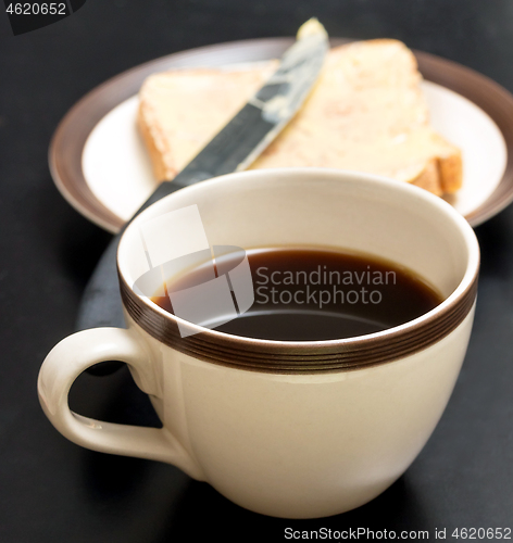 Image of Bread And Coffee Represents Meal Time And Beverage 
