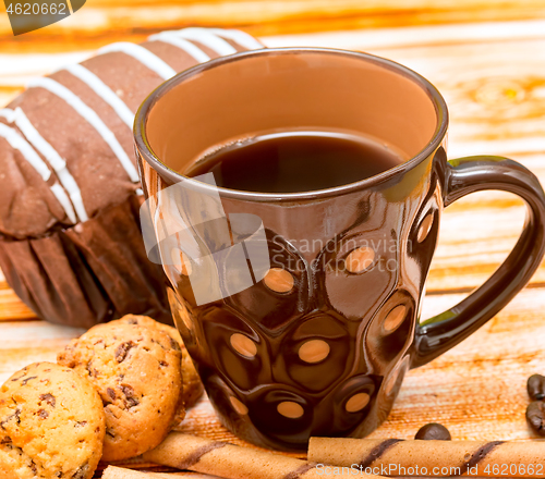 Image of Coffee Biscuits Break Represents Coffees Barista And Brew 