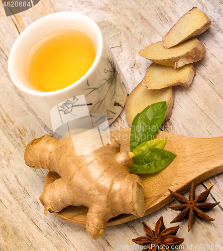Image of Japanese Ginger Tea Shows Natural Spice And Refreshed 