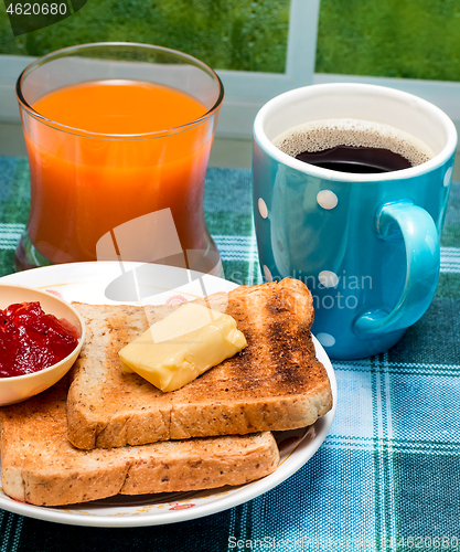 Image of Toasts And Jam Represents Black Coffee And Breaks 