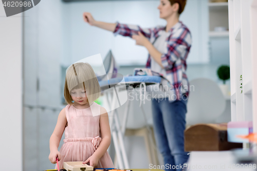 Image of mother and daughter spending time together at home