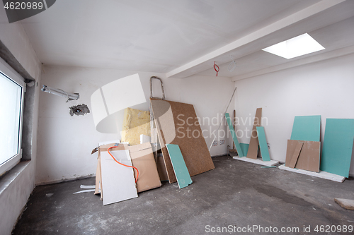 Image of interior of construction site with white drywall