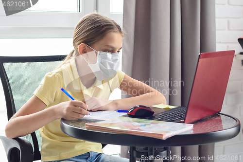 Image of Girl at home studying online during quarantine