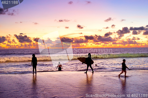 Image of People at the beach, silhouette