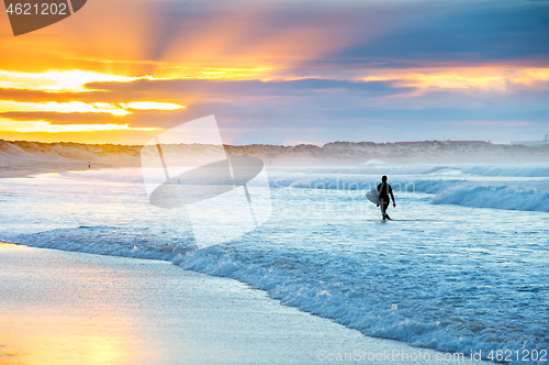 Image of Surfer at sunset