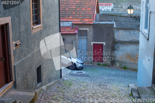 Image of New car in Old Town. Portugal