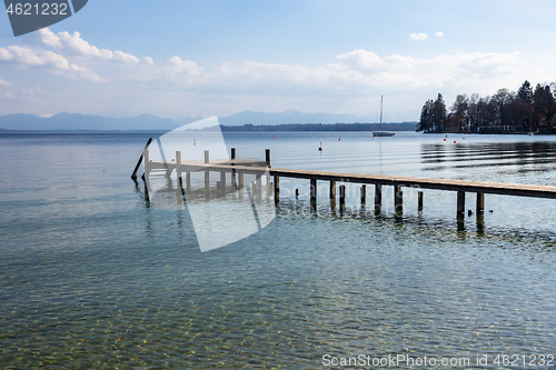 Image of wooden jetty Starnberg lake