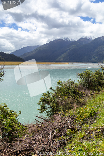 Image of riverbed landscape scenery in south New Zealand