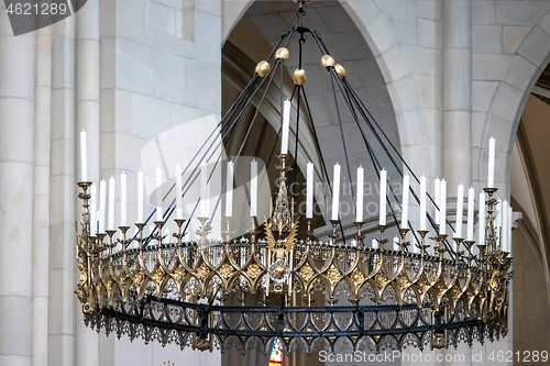 Image of candle chandelier in a church in Muenster Germany