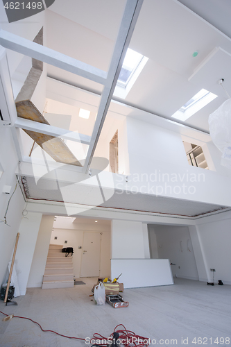 Image of Interior of unfinished two level apartment