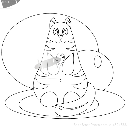 Image of Cute grey cat with a pink heart