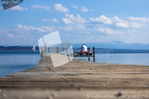 Image of wooden jetty Starnberg lake