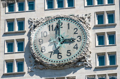 Image of big clock on a building in New York