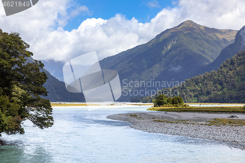 Image of riverbed landscape scenery in south New Zealand