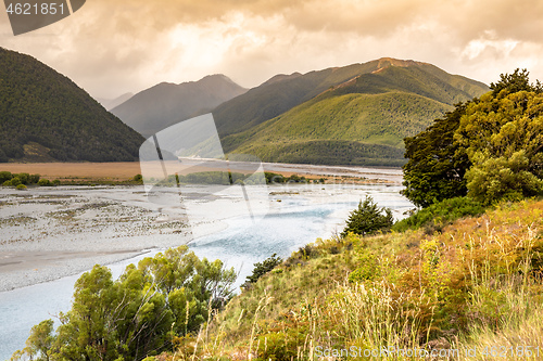 Image of dramatic landscape scenery Arthur\'s pass in south New Zealand