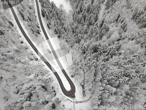 Image of Black Forest winter scenery aerial view Germany