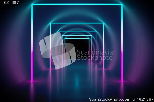 Image of neon lights tunnel background