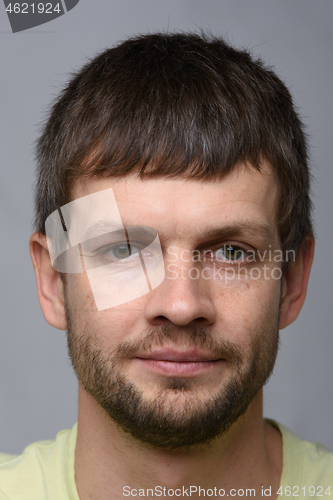 Image of Closeup portrait of a forty year old man