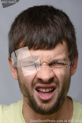 Image of Portrait of a man who smelled, European appearance and close-up