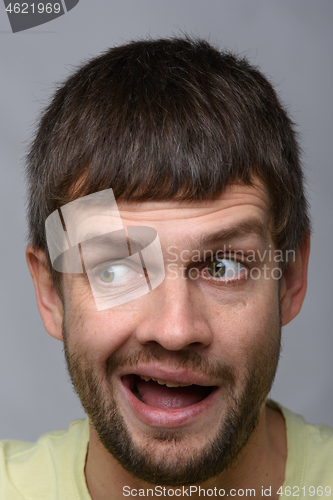 Image of Close-up portrait of a stunned man of European appearance