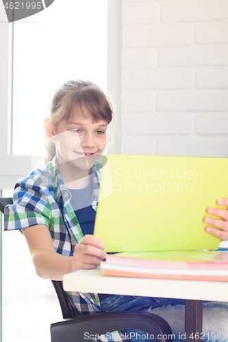 Image of Girl communicates via video via social networks