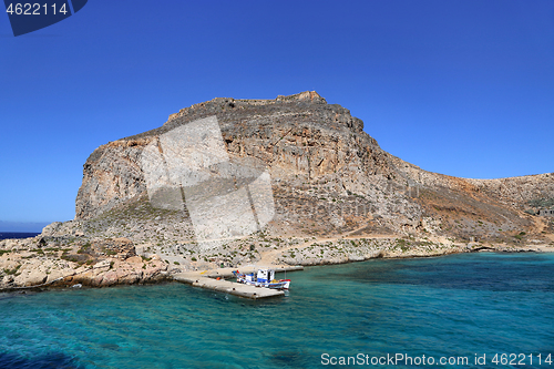 Image of Sea view on the Gramvousa island with fortress, Crete, Greece