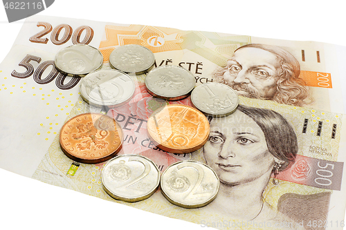 Image of Czech money, banknotes and coins 