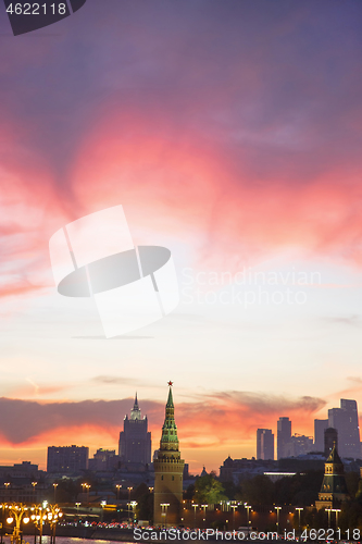 Image of Architecture and landmarks in the evening Moscow, Russia