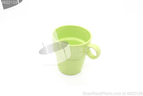 Image of Bright green ceramic cup with handle