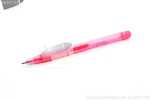 Image of Bright pink gel pen on a white background