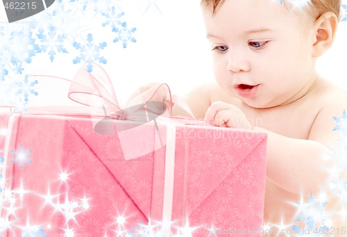 Image of baby boy with gift box