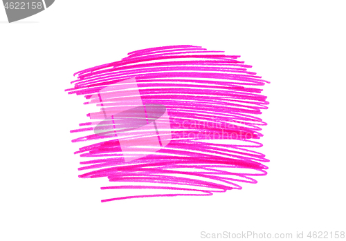 Image of Abstract bright pink free hand drawn texture on white 