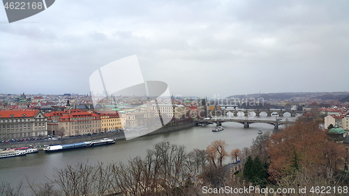 Image of View of bridges on the Vltava river, Prague, Czech Republic