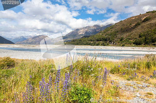 Image of riverbed landscape scenery in south New Zealand