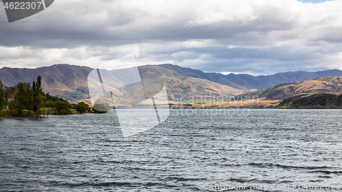 Image of scenery with lake New Zealand