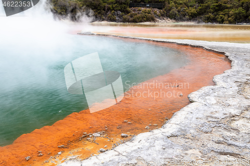 Image of hot sparkling lake in New Zealand