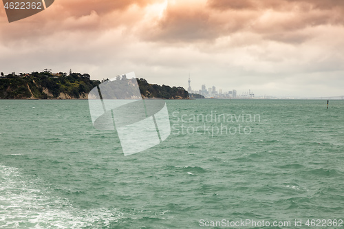 Image of bad weather day at the ocean near Auckland New Zealand