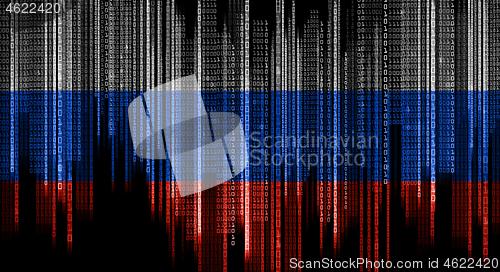 Image of binary system code in colors of russian flag