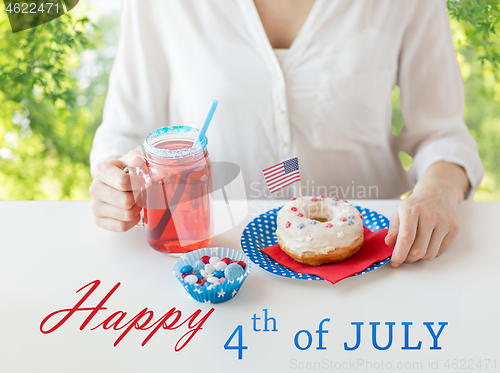 Image of woman celebrating american independence day