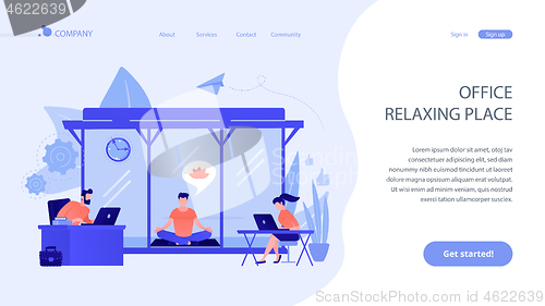 Image of Office meditation booth concept landing page.
