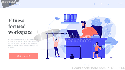 Image of Fitness-focused workspace concept landing page.