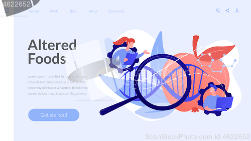 Image of Genetically modified foods concept landing page.