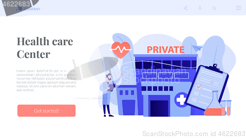 Image of Private healthcare concept landing page.